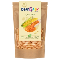 Lęšių, kukurūzų užkandis - 22% BALTYMŲ | Dear baby (25 g)