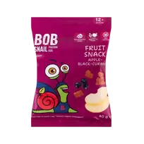 MAXI vaisių užkandis obuolys - juodieji serbentai, be glitimo | Bob Snail (40g)