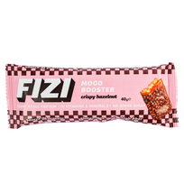 Batonėlis su šokolado glazūra "CRISPY HAZELNUT", be pridėtinio cukraus | Fizi (40 g)