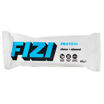 Baltymininis batonėlis su šokolado glazūra "CHOCO + ALMOND", be pridėtinio cukraus | Fizi (45 g)