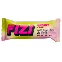 Batonėlis su balto šokolado glazūra "COOKIE DOUGH + CHERRY", be pridėtinio cukraus | Fizi (45 g)
