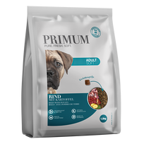 PRIMUM sausas maistas suaugusiems šunims su jautiena ir bulvėmis, 1,5 kg