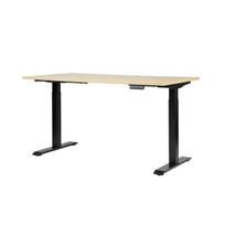 Dexo 2S reguliuojamo aukščio stalas: 1600x800x25mm ąžuolo spalvos stalviršis, juodas rėmas