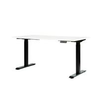 Dexo 2S reguliuojamo aukščio stalas: 1300x800x25mm baltas stalviršis, juodas rėmas