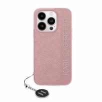 „Karl Lagerfeld“ „Apple“ Karl Lagerfeld PU „Saffiano“ „Rhinestones Charm“ dėklas, skirtas „iPhone 15 Pro“, rožinis