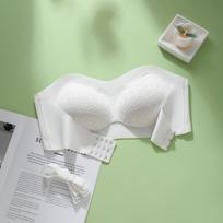 Be petnešėlių liemenėlė moterims su surinkimu, neslystanti, nematoma, gražiai atidengia nugarą, seksuali, besiūlė, plona liemenėlė M balta