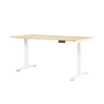 Dexo 2S reguliuojamo aukščio stalas: 1600x800x25mm ąžuolo spalvos stalviršis, baltas rėmas