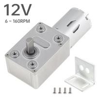 12V JGY-370 DC sraigtinis pavarų variklis Elektrinis variklis Didelio sukimo momento rotacinis variklis su tvirtinimo laikikliu, Sraigtinis pavarų variklis, 6 - 160 aps./min. 6 RPM