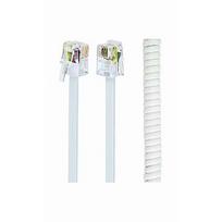 Gembird Telephone handset spiral cord, RJ10 (4P4C), 2 m, white TC4P4CS-2M