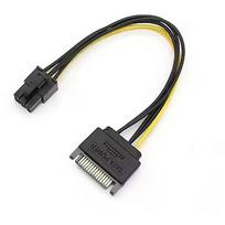 RoGer SAPCIE6P 15pin SATA Power to 6pin PCIe Adapter Cable for GPU / 20cm RO-SAPCIE6P