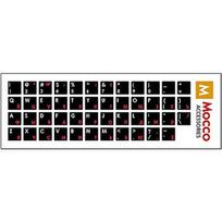Mocco Keyboard Sticks ENG / RU With Laminated Waterproof Level White / Red MC-KS-RUENG-R