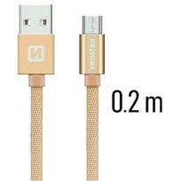 Swissten Textile Quick Charge Universal Micro USB Data and Charging Cable 0.2m SW-QU-MICR-USB-0.2-GO