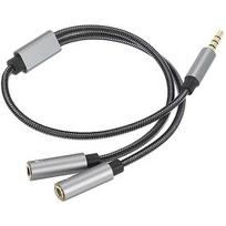 RoGer SP35Y Audio adapter / Splitter 2x 3.5mm stereo + microphone / 4 pin RO-SP35Y-GR
