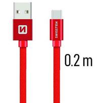 Swissten Textile Universal Quick Charge 3.1 USB-C Data and Charging Cable 20 cm SW-QU-TYPC-3.1-0.2M-R