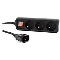 Gembird Energenie UPS power strip, 3FR sockets, fused switch, 16A, C14 plug, 0.6m, black EG-PSU3F-01
