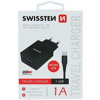 Swissten Travel Charger Smart IC USB 1A + Data Cable USB / Micro USB 1.2m 22062000