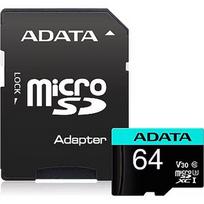 ADATA MicroSDXC, 64GB, Premier Pro + SDXC Adapter AUSDX64GUI3V30SA2-RA1