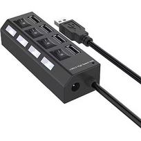 RoGer USB Hub - Splitter 4 x USB 2.0 with Separate On / Off Buttons RO-20-HUB-BK