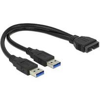 Delock Cable USB 3.0 Pin header male > 2 x USB 3.0 Type-A male 25 cm 83910