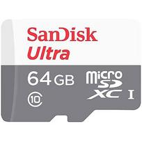 SanDisk Ultra, microSDXC, 64GB, UHS-I, U1, V10 +Adapter SDSQUNR-064G-GN6TA