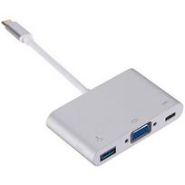 RoGer Multimedia Adapter Type-C to VGA + USB / USB-C Silver AD15645