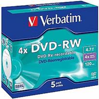Verbatim  DVD-RW SERL Verbatim 4.7GB 4x 5 Pack Jewel 43285v