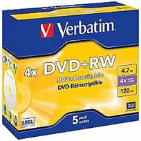 Verbatim  DVD+RW SERL Verbatim 4.7GB 4x 5 Pack Jewel 43229v