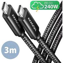 Axagon USB-C Cable, 240w, 3m BUCM2-CM30AB