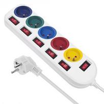 Maclean power strip, 5 socket extension cable, with switches, 250VAC/10A, 1.5m, MCE204 M/W MCE204 M/W