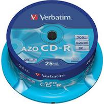 Verbatim  CD-R AZO Verbatim 700MB 1x-52x Crystal, 25 Pack  Spindle 43352V