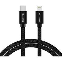 Swissten Textile Universal Quick Charge 3.1 USB-C to Lightning Data and Charging Cable 1.2m Black SW-QU-LIGHUSBC-1.2M-B