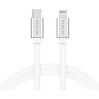 Swissten Textile Universal Quick Charge 3.1 USB-C to Lightning Data and Charging Cable 1.2m Silver SW-QU-LIGHUSBC-1.2M-S