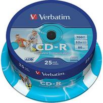 Verbatim  CD-R AZO Verbatim 700MB 1x-52x Wide Printable, ID Bran,25 Pack Spindle 43439V