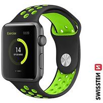 Swissten Silicone sport band, 38-40mm, Black/Green - for Apple 1/2/3/4/5/6/7/8/SE/SE2022 46000601
