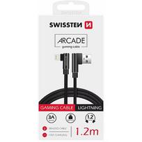 Swissten L Type Textile Universal Quick Charge 3.1 USB to Lightning Data and Charging Cable 1.2m Black SW-QU-USB-LIGHT-12M-BK