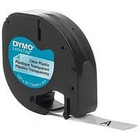 DYMO label printer tape LetraTag Plastic 12mmx4m, black/transparent S0721530