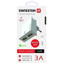 Swissten Premium Travel Charger USB 2.1A / 10.5W With Micro USB Cable 120 cm White SW-DET-2.1AWCM-WH