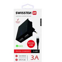 Swissten Premium Travel Charger USB 3A / 15W With Micro USB Cable 120 cm Black SW-DET-2.1AWCM-BK