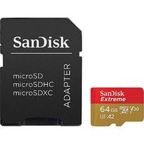 SanDisk Extreme, microSDXC, 64GB, UHS-I, U3, V30 +Adapter SDSQXAH-064G-GN6MA