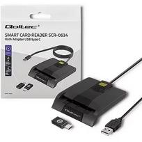 Qoltec Intelligent smart ID card reader, USB type C 50634