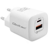 Qoltec 50763 GaN ULTRA 35W charger / 5-20V / 2.25 3A / 1 x USB type C PD / 1x USB / White 50763