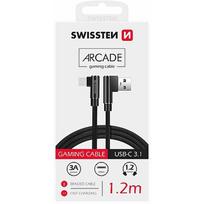 Swissten L Type Textile Universal Quick Charge 3.1 USB to USB-C Data and Charging Cable 1.2m Black SW-QU-USB-USBC-12M-BK