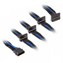 Silverstone 4-Pol-Molex zu 4x SATA Kabel, 300mm - schwarz/blau SST-PP07-BTSBA