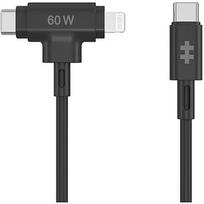 Hyper HyperJuice Silicone USB-C to USB-C and Lightning Hybrid 60W Cable HJ4010BKGL