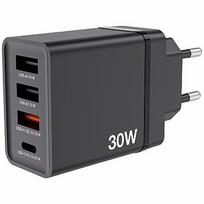 Verbatim CHR-30EU1 WALL CHARGER 30W BLK 1XUSB-C 3XUSB-A BLACK 49700