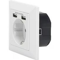Digitus SOCKET WITH 2X USB PORTS SAFETY WALL OUTLET 5V2.1A WHITE DA-70613