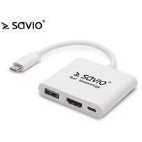 Savio Adapter USB Typ C HDMI, USB 3.0, PD SAVIO AK-48 SAVIO AK-48