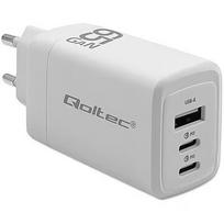 Qoltec GaN 65W charger,5V 20V 3A 3.35A,2xUSB,2xUSB C 51822