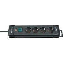 Brennenstuhl Premium-Line extension lead 4-way, 1.8m, Black 1951140100