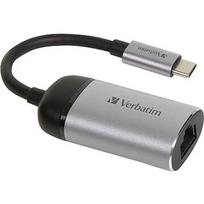 Verbatim USB 3.2 Gen 1 adapter, USB-C male > RJ-45 female (silver/black, 10cm, Gigabit LAN 10/100/1,000Mbit/s) 49146